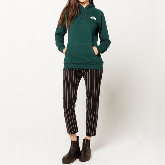 The North Face Sz M Womens Red Box Pine Never Stop Exploring Green Fleece Hoodie - Picture 8 of 9